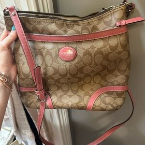 Coach Tan and Pink Shoulder Bag